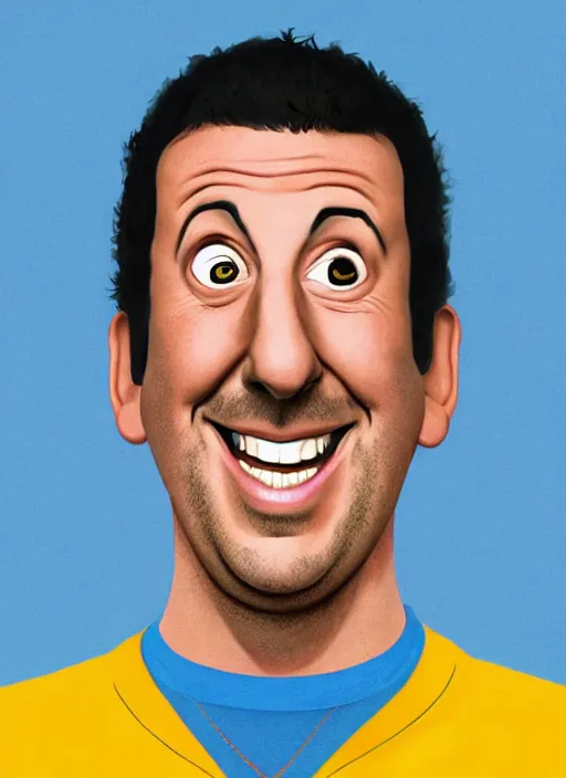 Image similar to a digital portrait of adam sandler in the style of jake kontou