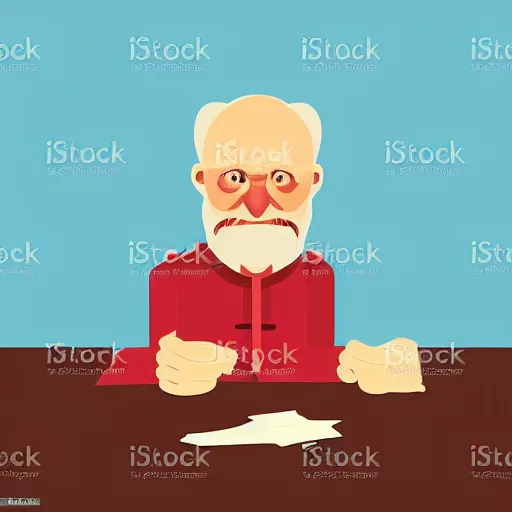 Prompt: a vector art illustration of an old man who is confused about the cost of living crisis