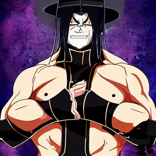 Image similar to The Undertaker from WWE as an anime character