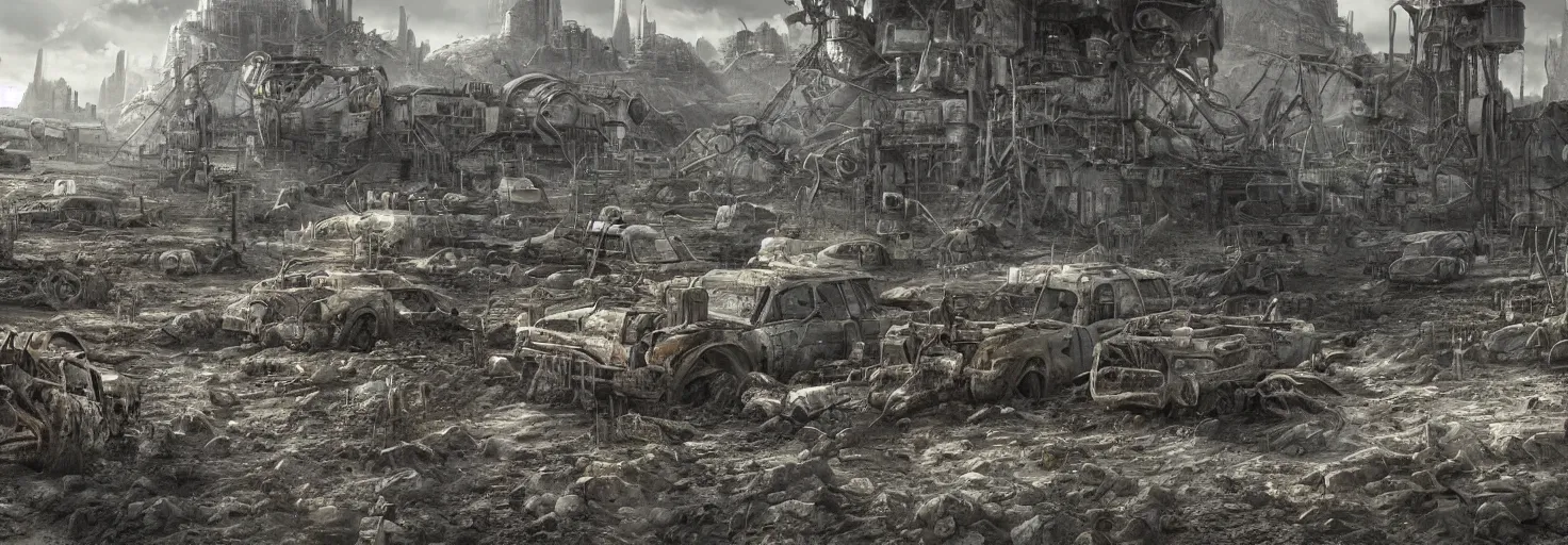 Prompt: wastelands, photo realistic, very detailed, trending on pixiv