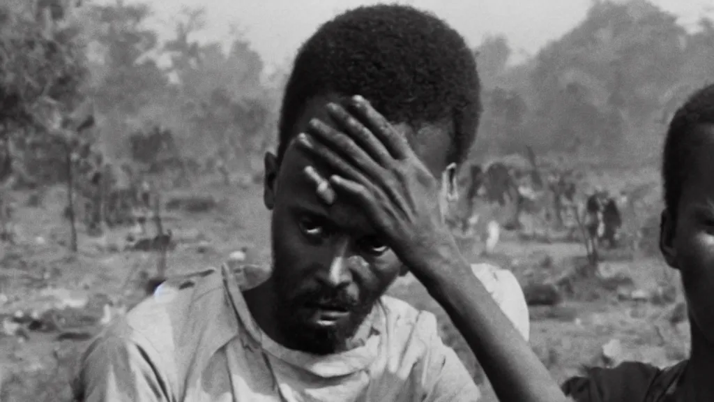 Image similar to 1984 Ethiopian civil war and Red Terror, moody, dark, movie scene, hd, 4k, wide shot