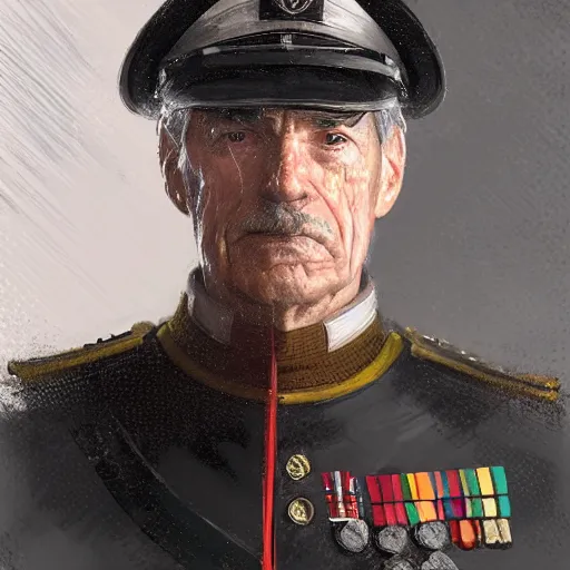 Image similar to portrait of a man by greg rutkowski, supreme admiral, british features, straight jaw, short black hair, star wars expanded universe, he is about 6 0 years old, wearing uniform of the galactic alliance navy, highly detailed portrait, digital painting, artstation, concept art, smooth, sharp foccus ilustration, artstation hq