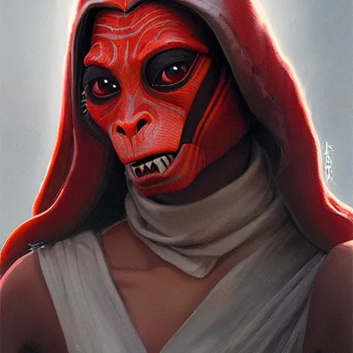 Prompt: darth jar jar binks, freida pinto, art by artgerm and greg rutkowski and magali villeneuve, portrait, highly detailed, headshot, intricate, elegant, digital painting, trending on artstation, concept art, sharp focus, illustration