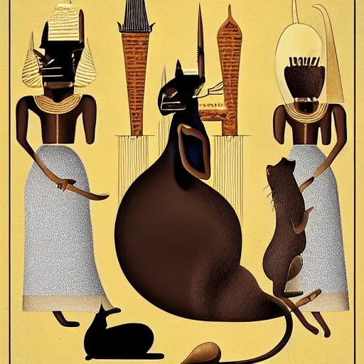 Image similar to a brown skinned black woman, with two cats, elegant, intricate, digital painting, smooth, sharp focus, illustration, salvador dali, ancient egypt, art deco, garden, diamonds