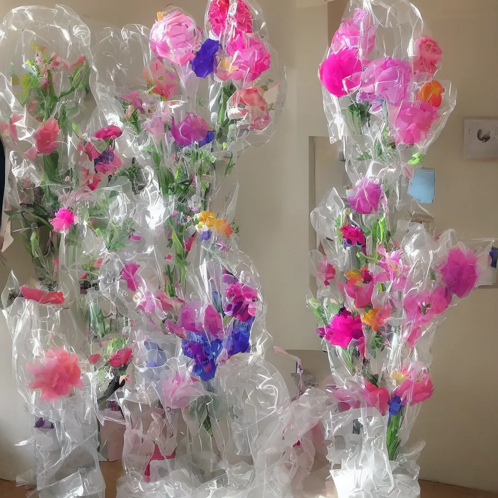 Image similar to an inflatable transparent flower bouquet