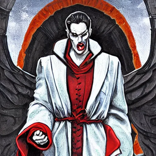 Image similar to christof romuald, vampire the masquarade redemption, art by stephen bliss