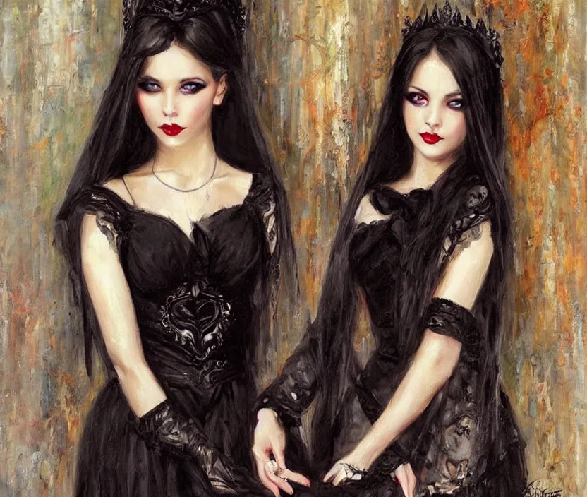 Prompt: Gothic girl portrait by Konstantin Razumov