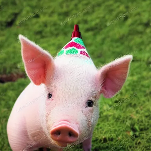 Image similar to beautiful miniature pig wearing a sunhat, piglet, piggy, baby animal, cute, adorable, summer