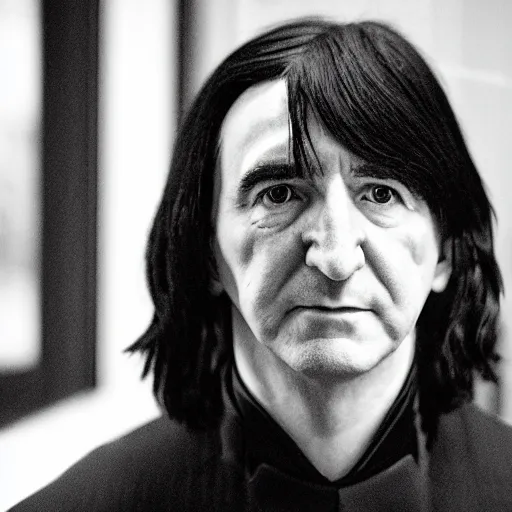 Prompt: severus snape coming out as gay, candid portrait photography