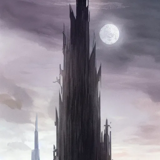 Image similar to the dark tower looms at the axis of worlds, artstation.