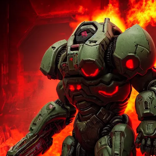 Image similar to doom slayer from doom eternal, photography