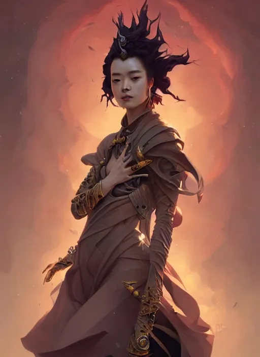 Image similar to Han Hyo Joo as a super villain, luxurious, fantasy, intricate, elegant, highly detailed, digital painting, artstation, concept art, matte, sharp focus, illustration, art by WLOP and Peter Mohrbacher and James Jean, masterpiece, Refined, upscaled