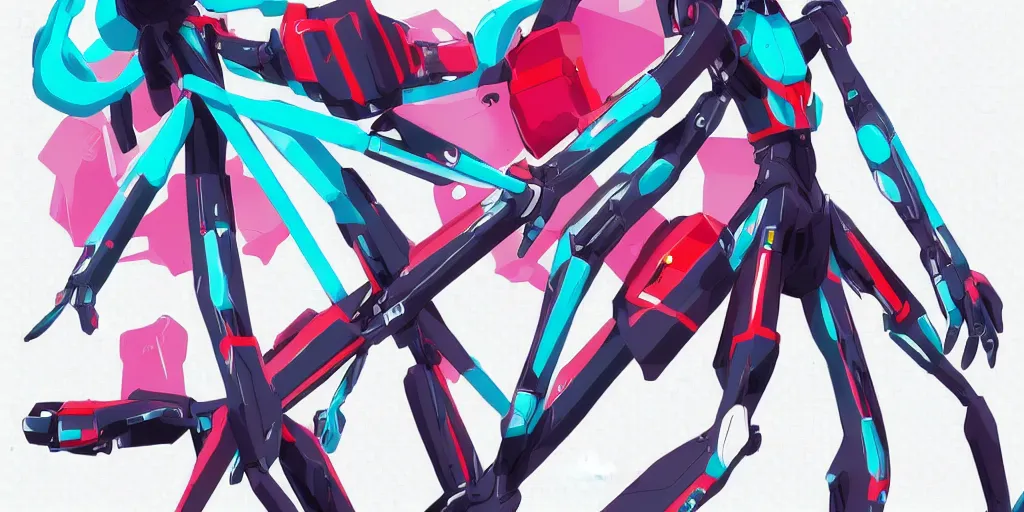 Image similar to hatsune miku piloting neon genesis evangelion mech, digital art, art station, tredning on art station,