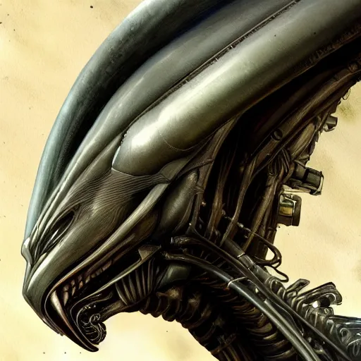 Prompt: clint eastwood head on an alien xenomorph body, scifi, intricate, elegant, highly detailed, digital painting, artstation, concept art, smooth, sharp focus, illustration, art by giger