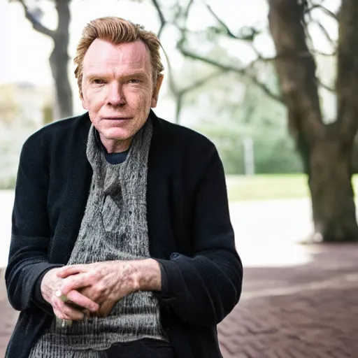 Image similar to dslr photo portrait still of 7 7 year old age 7 7 ewan mcgregor at age 7 7!!!, 8 5 mm f 1. 8