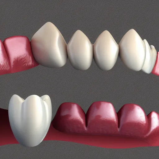 Image similar to poorly rendered 3 d set of teeth