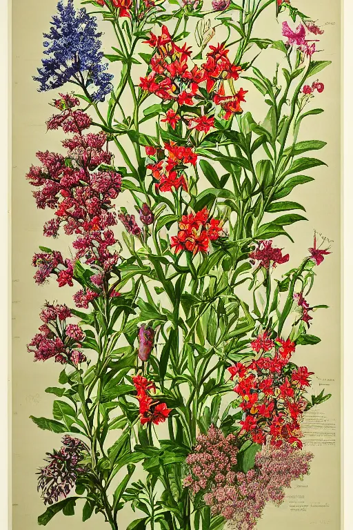 Image similar to vintage botanical poster of wild flowers