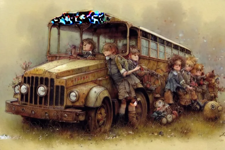 Image similar to ( ( ( ( ( school bus. muted colors. ) ) ) ) ) by jean - baptiste monge!!!!!!!!!!!!!!!!!!!!!!!!!!! high resolution