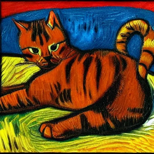 Prompt: a feline boxer fighting in a ring, in the style of vincent van gogh