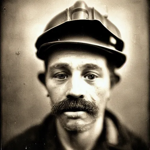 Image similar to portrait of coal mine worker by Diane Arbus, 50mm, bokeh