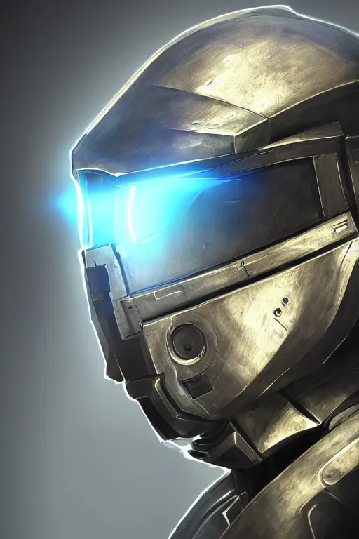 Image similar to robot ninja mask helmet halo master chief radiating a glowing aura global illumination ray tracing hdr fanart arstation by ian pesty and katarzyna da „ bek - chmiel