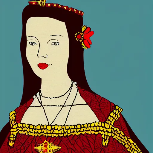 Image similar to avian Anne Boleyn, digital art