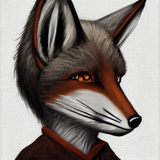 Image similar to Beautiful portrait digital painting, oil painting, anthro anthropomorphic fox androgynous , at a lake anarchist anarcho-punk Punk Punk outfit. furaffinity, artstation