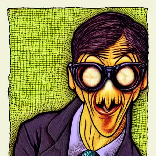 Image similar to tweety bird body horror portrait technicolor r. crumb