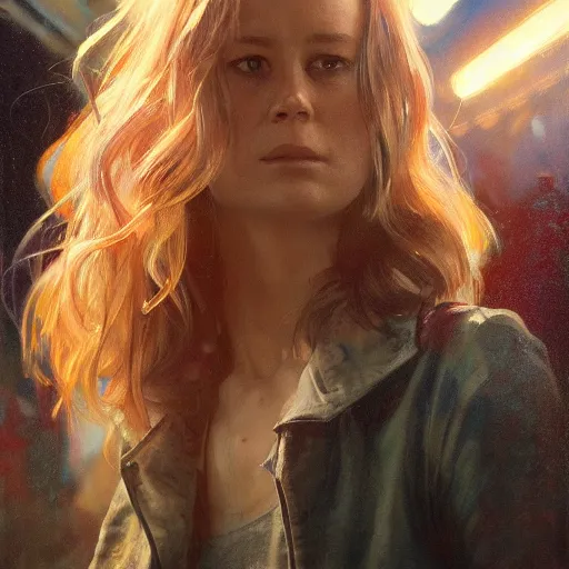 Prompt: brie larson, hyperrealistic portrait, bladerunner street, art of elysium by jeremy mann and alphonse mucha, fantasy art, photo realistic, dynamic lighting, artstation, poster, volumetric lighting, very detailed face, 4 k, award winning