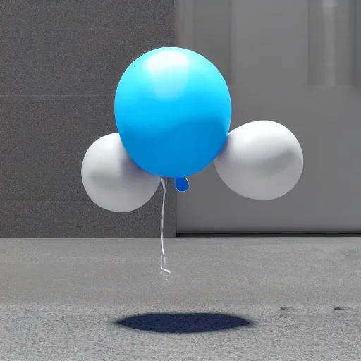 Prompt: 3 d render of a blue balloon dog in a street, octane render