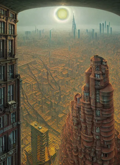 Image similar to hyper detailed 3d render like a Oil painting - the secret city by Jacek Yerka, Mariusz Lewandowski, Abstract brush strokes, Masterpiece, Edward Hopper and James Gilleard, Zdzislaw Beksinski, Mark Ryden, Wolfgang Lettl, hints of Yayoi Kasuma, octane render, 8k