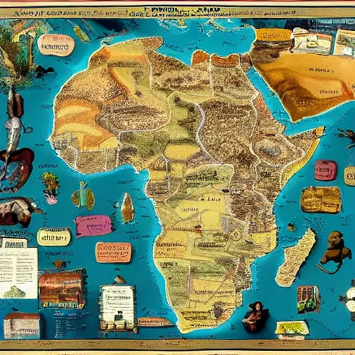 Prompt: a wacky map of africa, surrealism