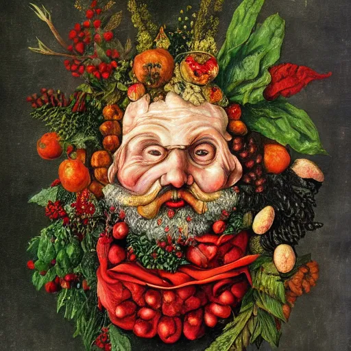 Image similar to An image of Santa in the art style of Arcimboldo,