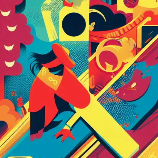 Prompt: splash of color, illustration by tom whalen and charles williams and kilian eng and james jean