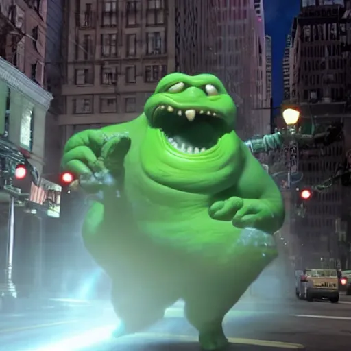 Prompt: awe inspiring Slimer from the movie Ghostbusters 8k hdr