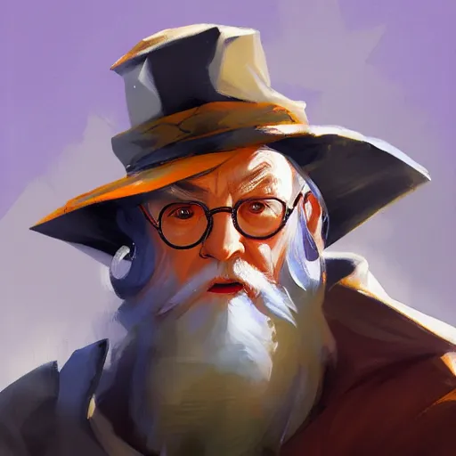 Image similar to greg manchess portrait painting of albus dumbledore as overwatch character, medium shot, asymmetrical, profile picture, organic painting, sunny day, matte painting, bold shapes, hard edges, street art, trending on artstation, by huang guangjian and gil elvgren and sachin teng