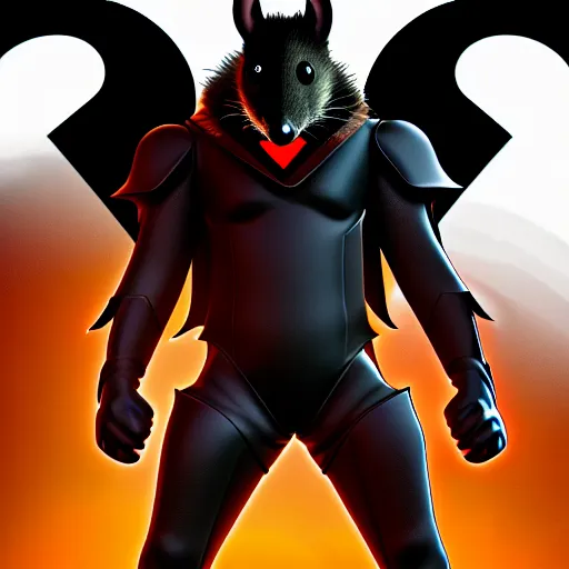 Image similar to hyper realistic digital art of ratman, a superhero with the powers of a rat in a black armor with a logo of the letter r on it, highly detailed, beautiful, very realistic, ultra hd, unreal engine