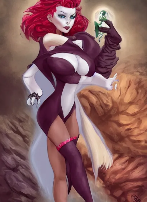 Image similar to elvia as a vampire sabertoothed-cat-girl with hair and clothes made of living tar, femme fatale, villainess, digital painting by Don Bluth, Olivia, J. Scott Campbell, good girl art, artstation trending, artgerm