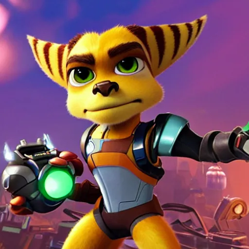 Prompt: ratchet and clank meets robert downey jr