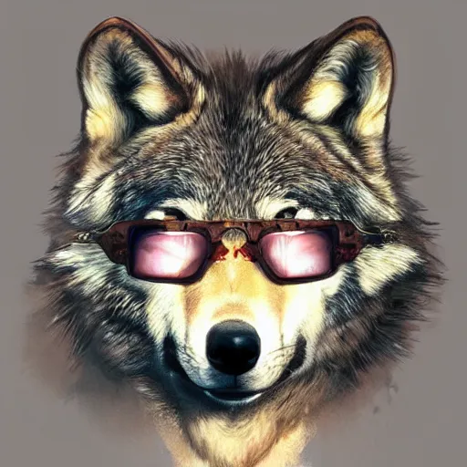 Prompt: Portrait of a wolf wearing sunglasses, highly detailed, digital painting, artstation, concept art, smooth, sharp focus, illustration, art by artgerm and greg rutkowski and alphonse mucha