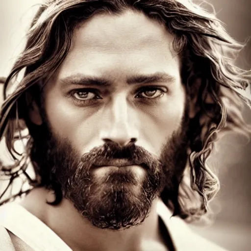 Image similar to amazing beautiful award winning portrait photo of jesus, very sharp and detailed, cinematic masterpiece, close up