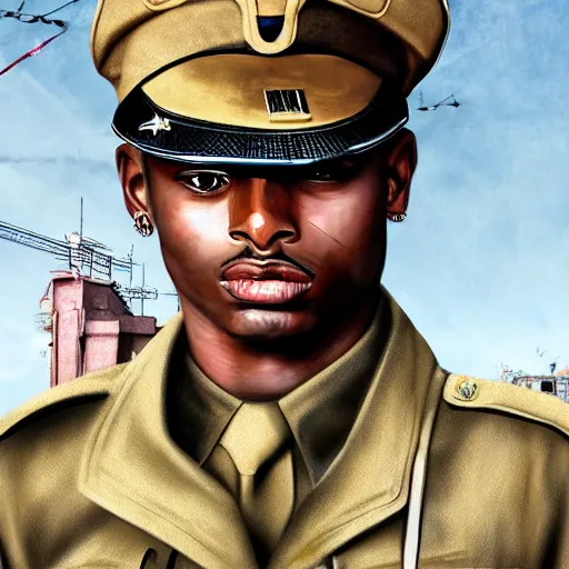 Image similar to playboi carti as a world war ii soldier digital art 4 k detailed super realistic