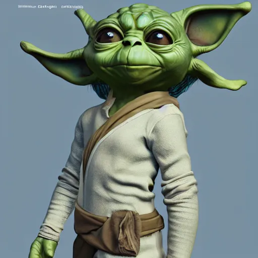 Image similar to yoda working out, au naturel, hyper detailed, digital art, trending in artstation, cinematic lighting, studio quality, smooth render, unreal engine 5 rendered, octane rendered, art style by klimt and nixeu and ian sprigger and wlop and krenz cushart