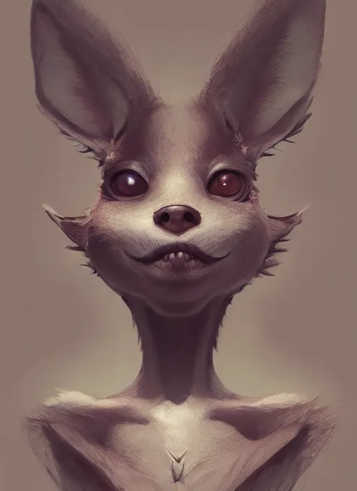 Prompt: a beautiful half body portrait of a cute anthropomorphic bat fursona. big eyes. character design by cory loftis, fenghua zhong, ryohei hase, ismail inceoglu and ruan jia. volumetric light, detailed, rendered in octane