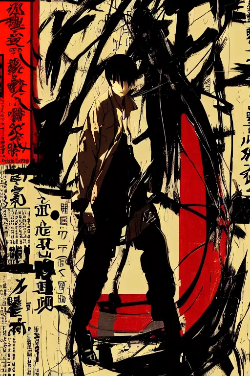 Image similar to professionally drawn seinen mature cyberpunk detective horror action manga comic cover about plasma, full color, beautifully drawn coherent professional, drawn by ilya kuvshinov, ilya kuvshinov, satoshi kon and tsutomu nihei. japanese script kanji hiragana on the cover. simplistic minimalist stylized cover art. cel shaded