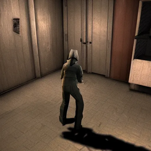 Image similar to low poly horror game screenshot in the style of resident evil and silent hill