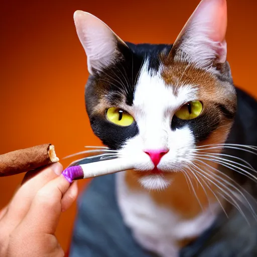 Image similar to a gay cat smoking a cigar