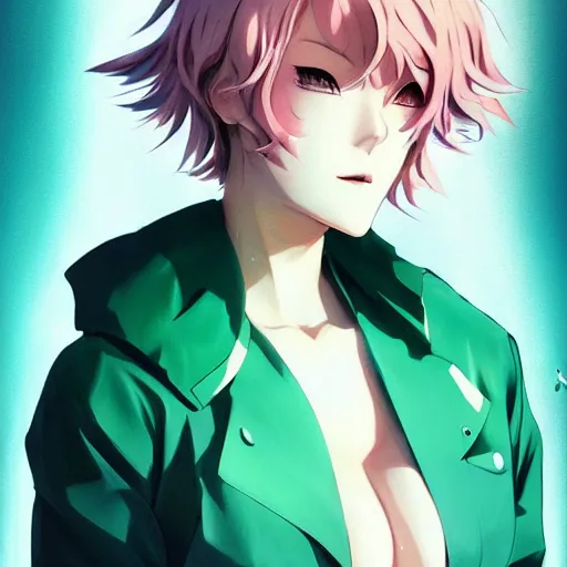 Image similar to tatsumaki aqua wearing a jacket, trending on pixiv, light and shadow effects, intricate, highly detailed, digital painting, art station, concept art, smooth, sharp focus, illustration, advanced digital anime art, atmospheric lighting, detailed face, by wlop ilya kuvshinov krenz cushart