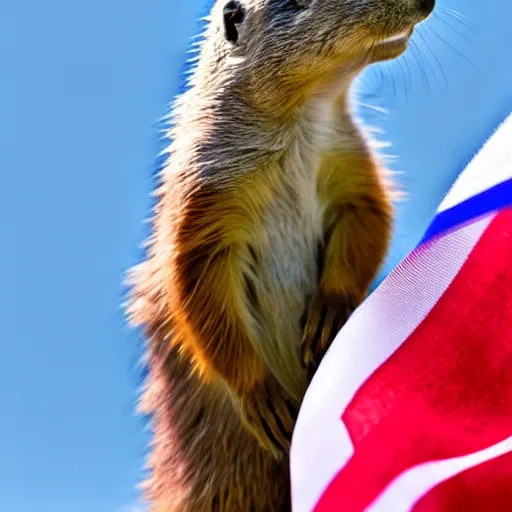 Image similar to prairie dog holding an american flag