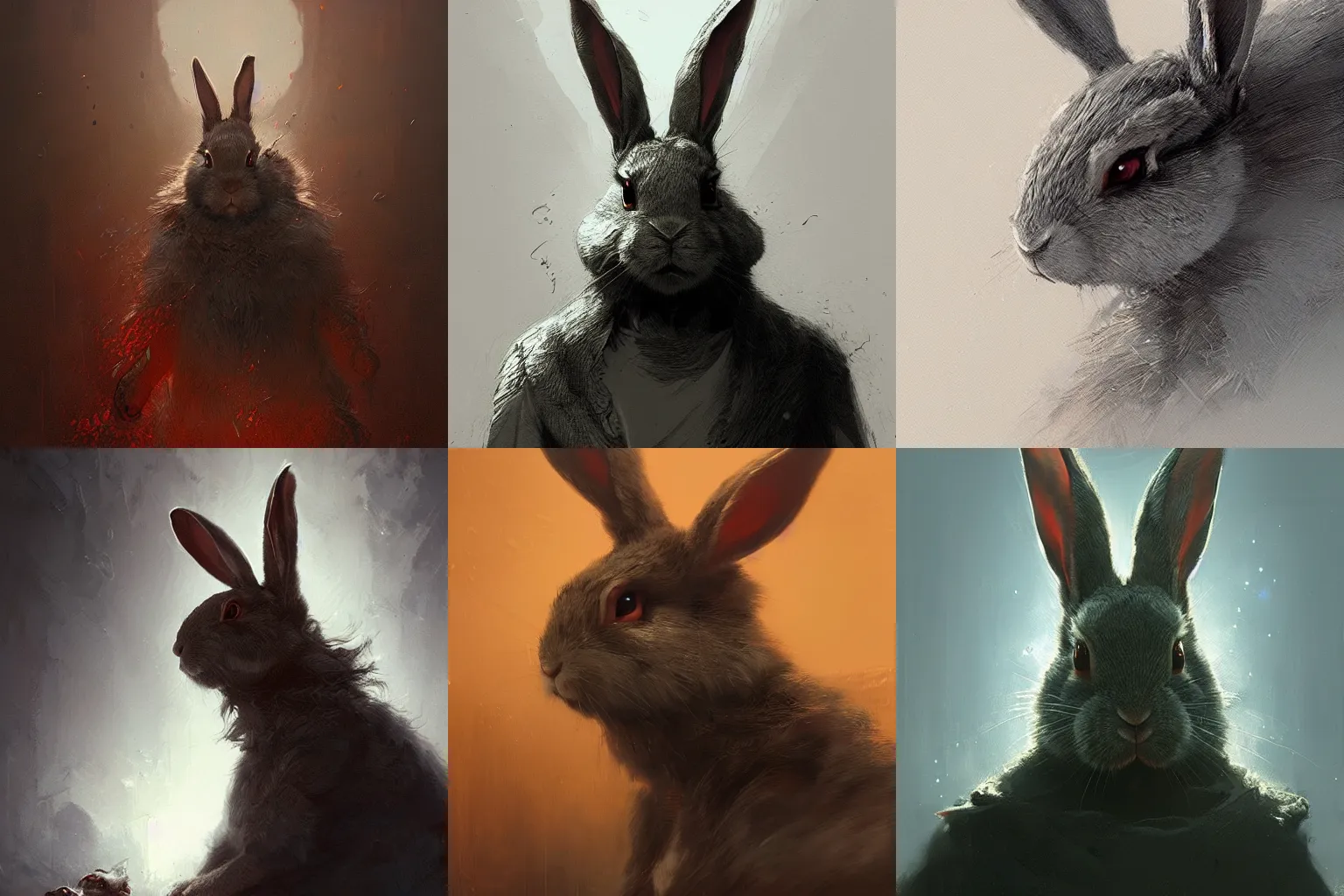 Prompt: angry rabbit, hyperdetailed, artstation, cgsociety, by greg rutkowski, by Gustave Dore